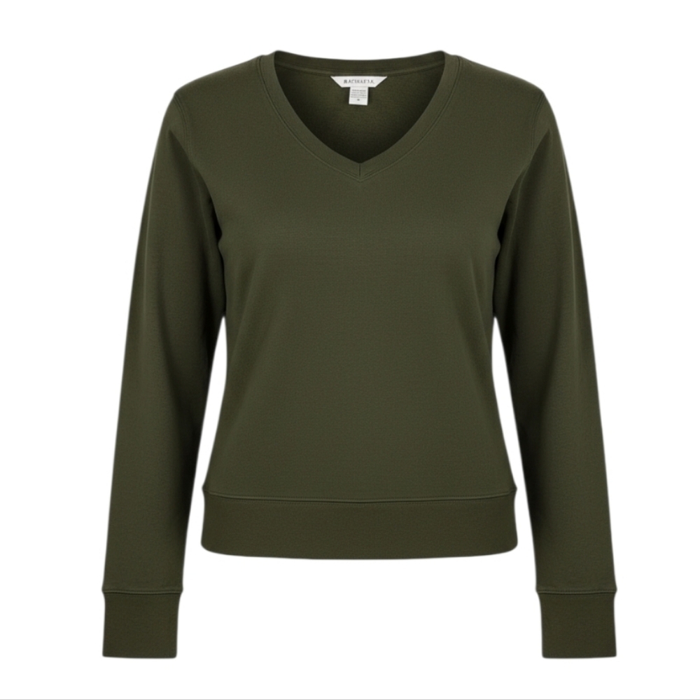 Athleta Euc Cozy Green Long Sleeve V Neck Shirt Thumbholes Meduim Like New